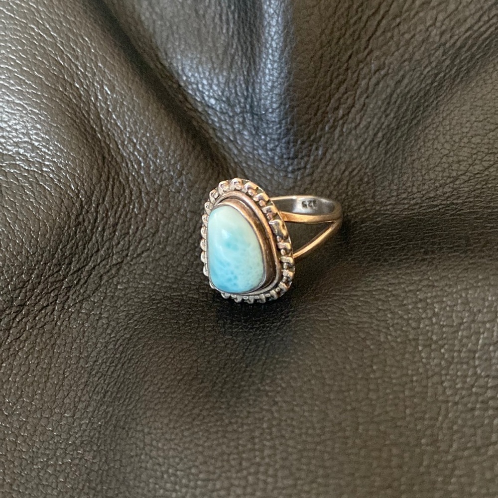 925 sterling silver with larimar size 7.5